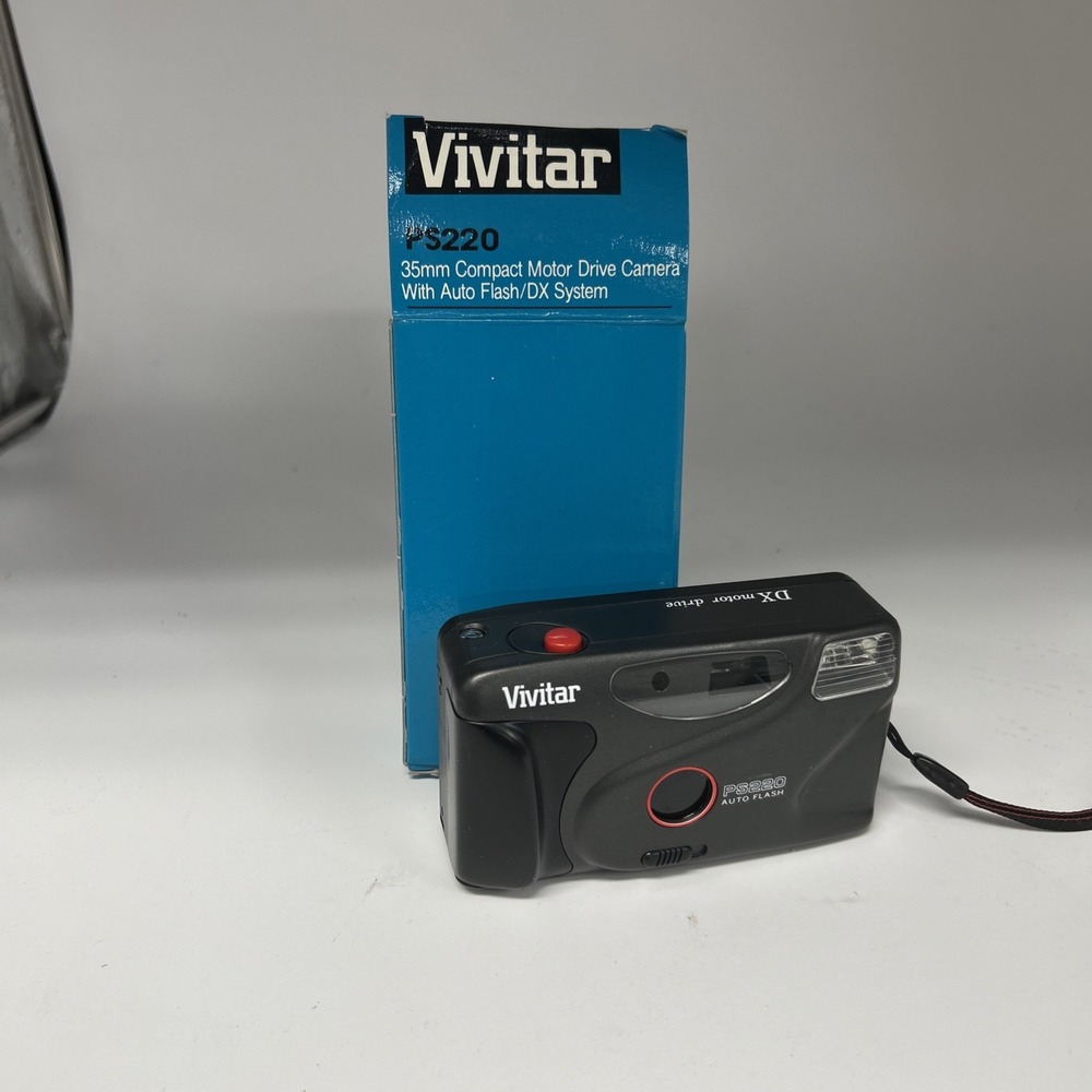 Vivitar PS220 35mm Compact Motor Drive Camera W/ Box & Manual